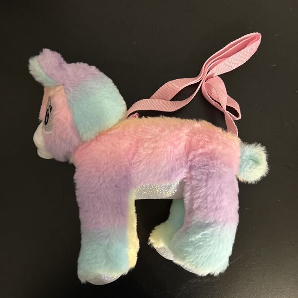 Rainbow Dog Plush Purse - Cute Crossbody Bag for Girls Ages 4-12. - Picture 2 of 5